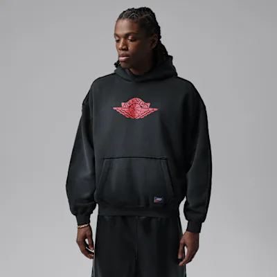 Jordan Flight Wings Men's Fleece Pullover Hoodie - Black/University Red