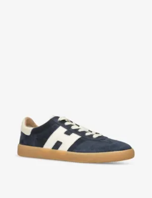 HOGAN Cool monogram-embellished suede low-top trainers - EUR 44.5 / 10.5 UK MEN in NAVY, additional product view 3
