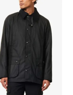 BARBOUR Ashby corduroy-trimmed waxed cotton jacket - OLIVE detail 3
