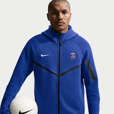 Nike Paris Saint-Germain Tech Fleece Windrunner Men's Nike Football Full-Zip Hoodie - Old Royal/White