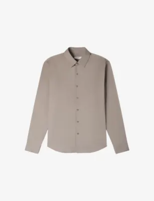 SANDRO Classic Long-Sleeve Cotton-Blend Shirt - MIDNIGHT BLUE