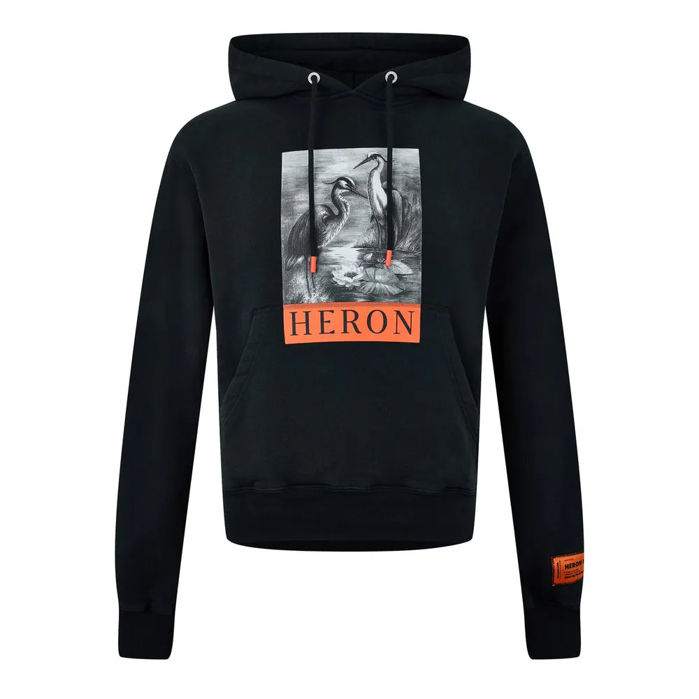 Heron Preston Men's Logo Pull Over Relaxed Fit Hoodie