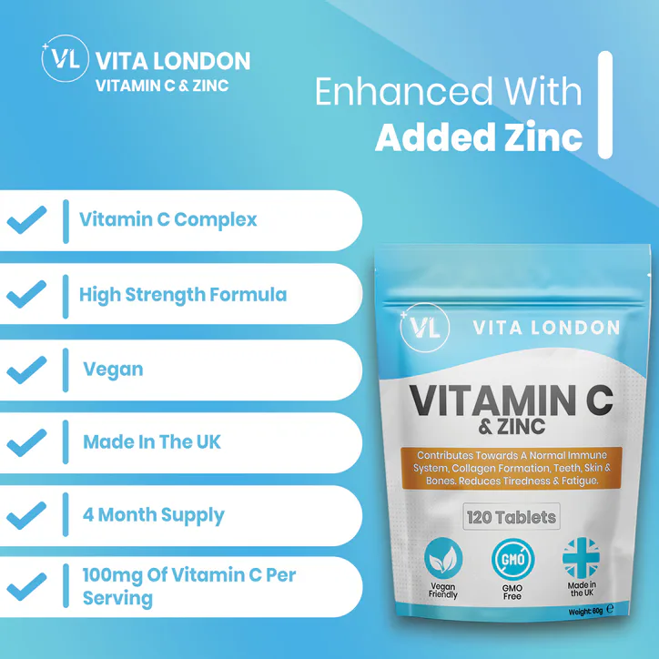 Vita London 3pk Glow Up Bundle - Apple Cider Vinegar Capsules - Biotin Hair, Skin & Nails - Vitamin C & Zinc Tablets detail 3