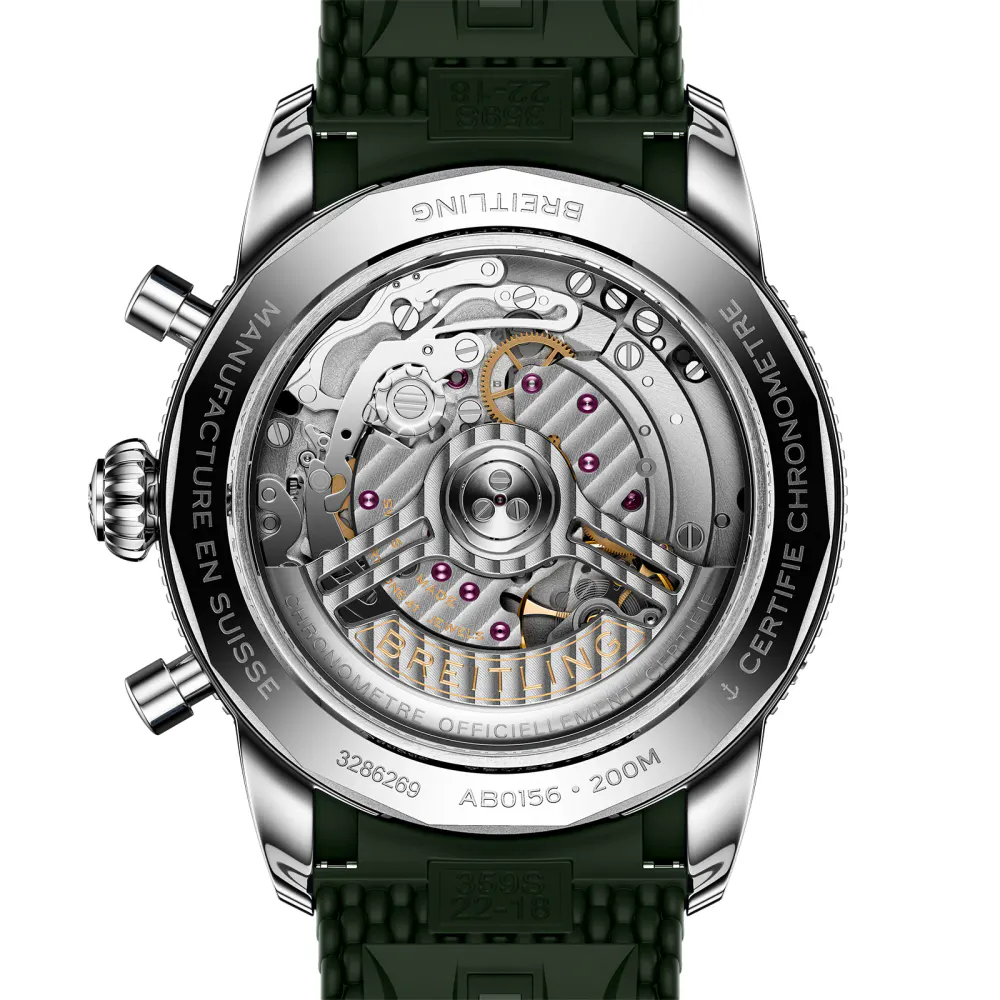 Breitling Superocean Heritage B01 Chronograph 42mm Mens Watch Green Rubber detail 2