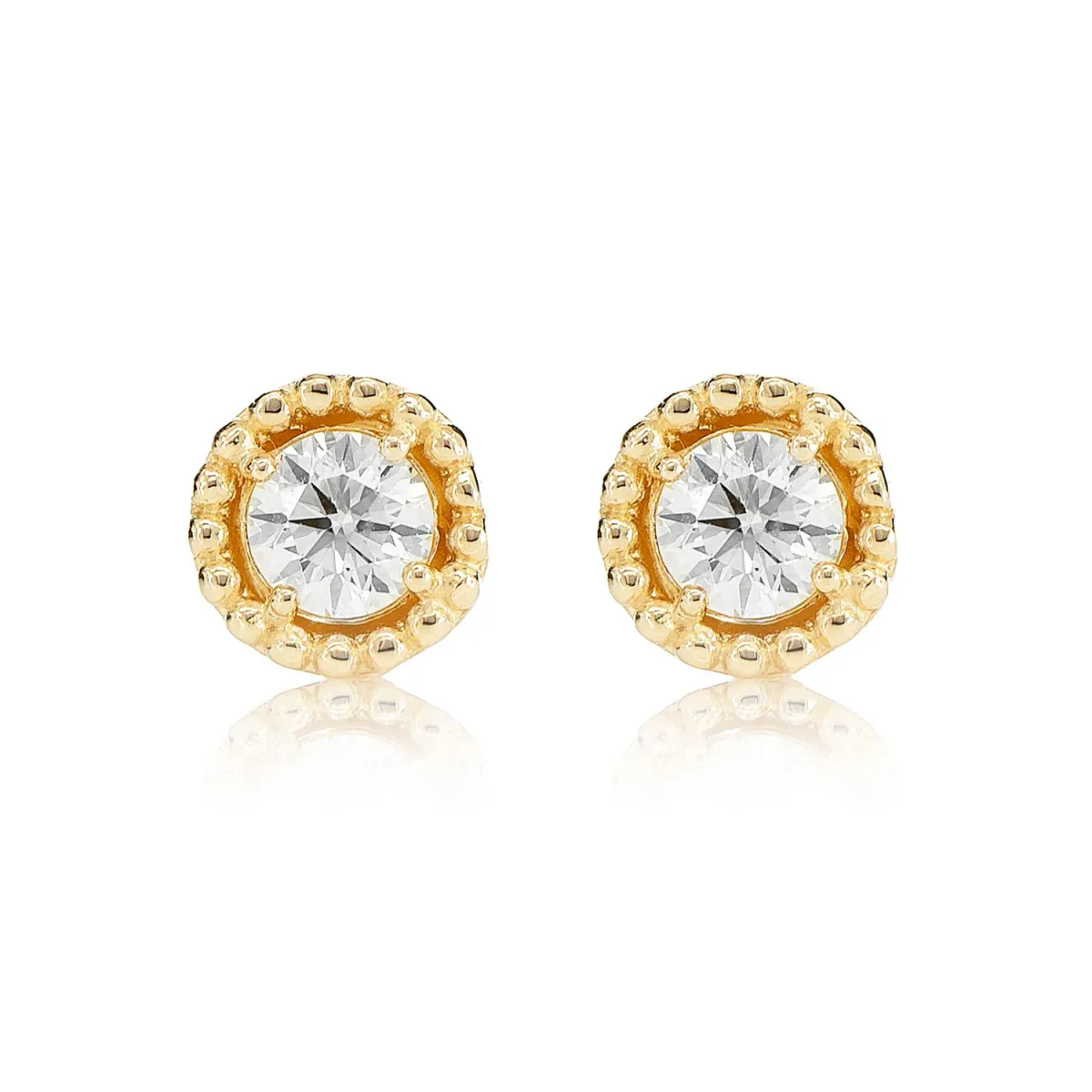For Him Beaded Solitaire Diamond Stud Earrings in Rose Gold / Lab Grown Diamond – Earring