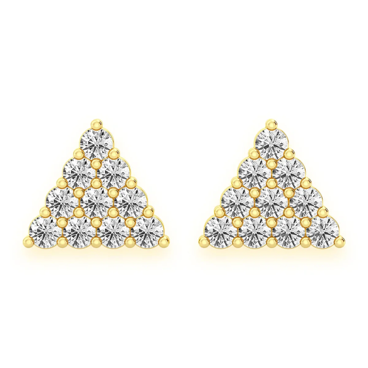 For Him Triangle Diamond Studs in Stacked Pavé / Yellow Gold / Natural Diamond – Earring