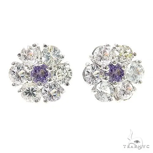 PIA - For Him GEMSTONES Frosted Iris Sapphire Flower Earrings 67131 in Rose – Earrings