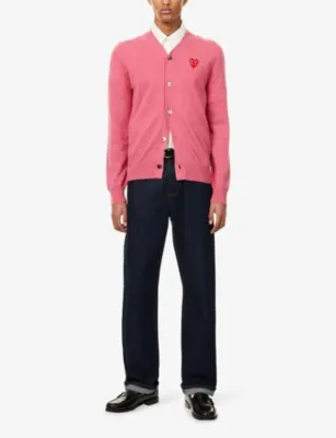 COMME DES GARCONS PLAY Double-Logo Embroidered Wool Cardigan detail 2