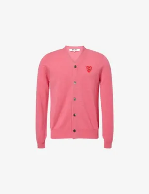 COMME DES GARCONS PLAY Double-Logo Embroidered Wool Cardigan