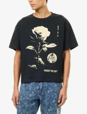 HONOR THE GIFT Rose From Concrete Cotton T-Shirt detail 3