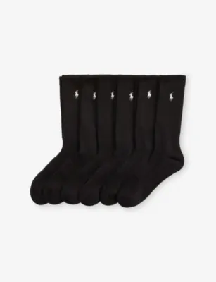 POLO RALPH LAUREN Brand-Embroidered Set of Six Cotton-Blend Socks