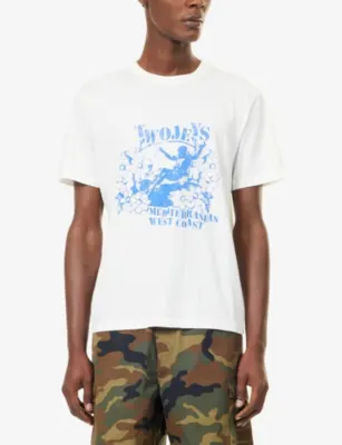 TWOJEYS Souvenir Brand-Print Cotton T-Shirt in WHITE, additional product view 3