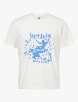 TWOJEYS Souvenir Brand-Print Cotton T-Shirt in WHITE – Mens | Tops & t-shirts | T-Shirts | Printed T-Shirts