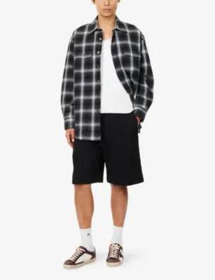 CARHARTT WIP Floyde Drawstring Cotton Shorts in BLACK, additional product view 2