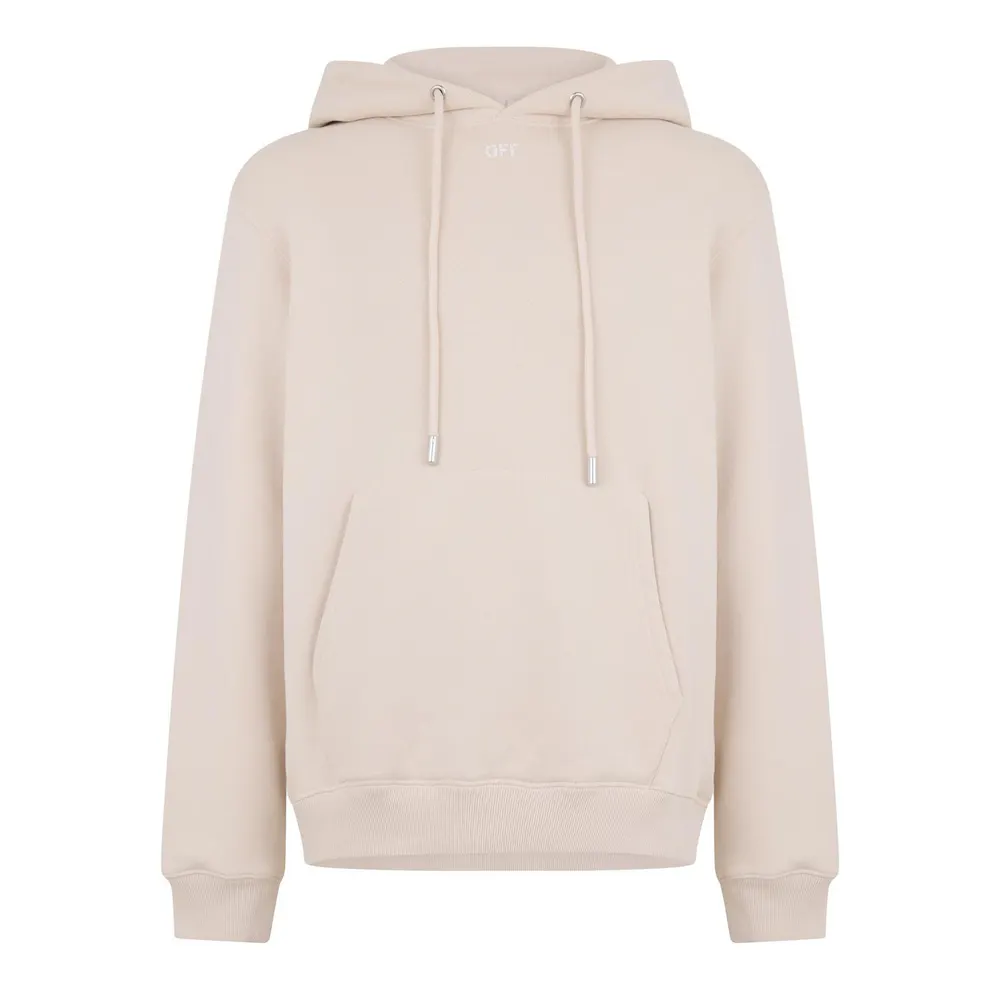 Off White Men's Brick Arrows Jersey Fleece Long Sleeve Slim Fit Hoodie