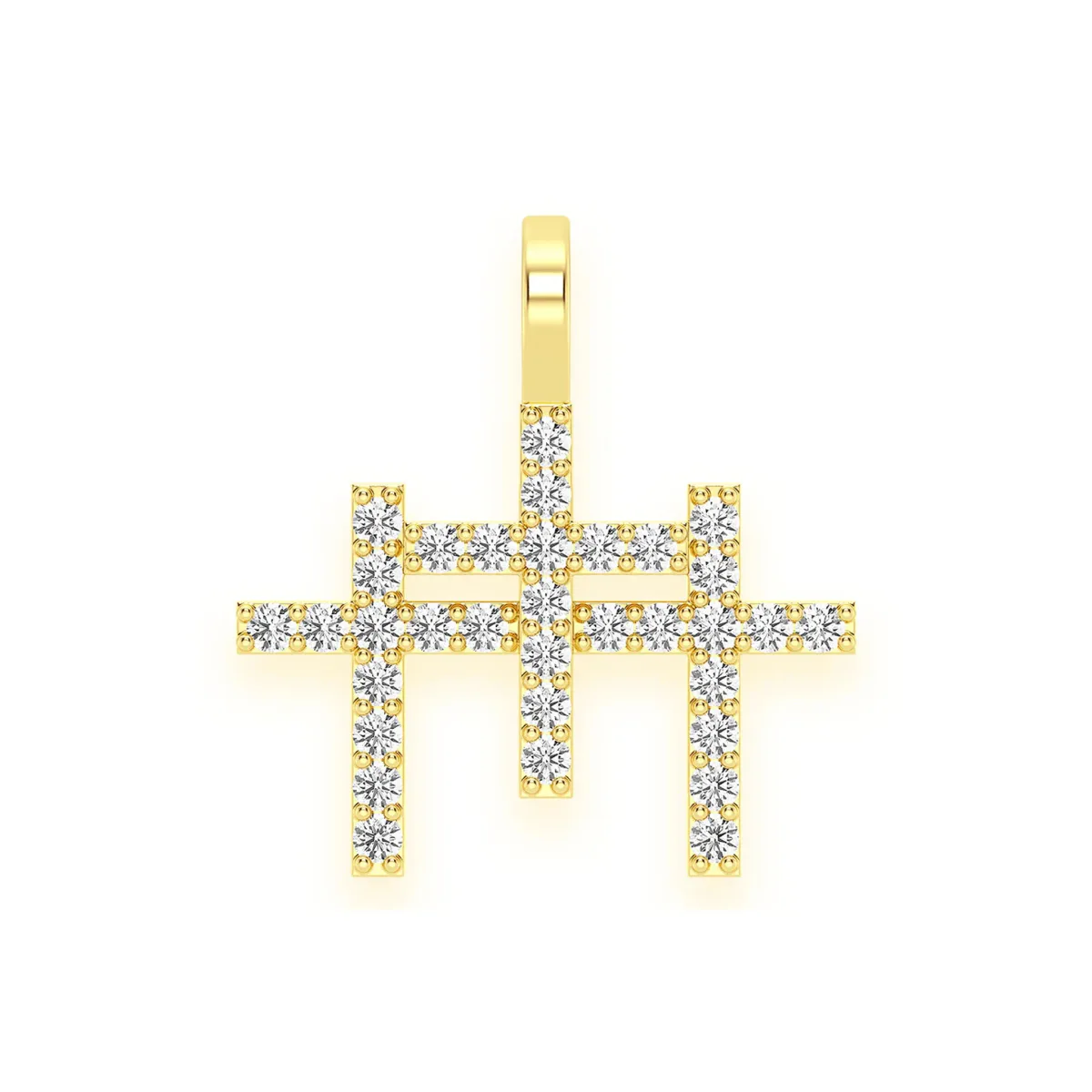 For Him Triple Cross Diamond Pendant in Yellow Gold / Natural Diamond – Pendant