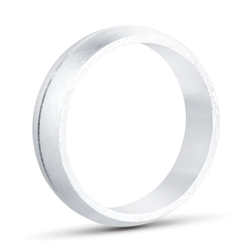 For Him Platinum 5mm D Shape Fancy Wedding Band detail 2
