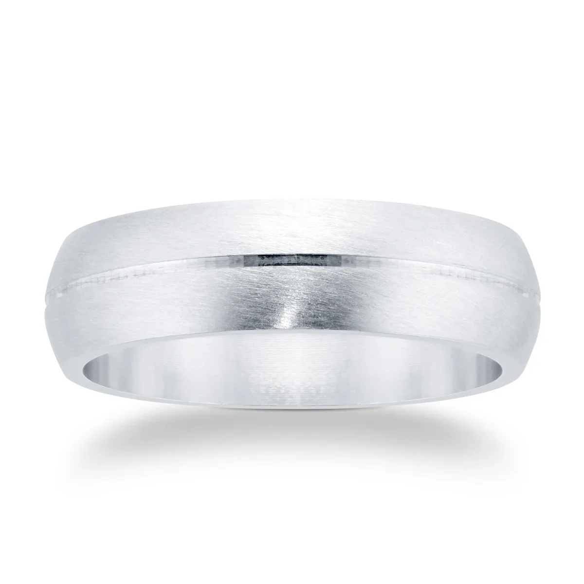For Him Platinum 5mm D Shape Fancy Wedding Band