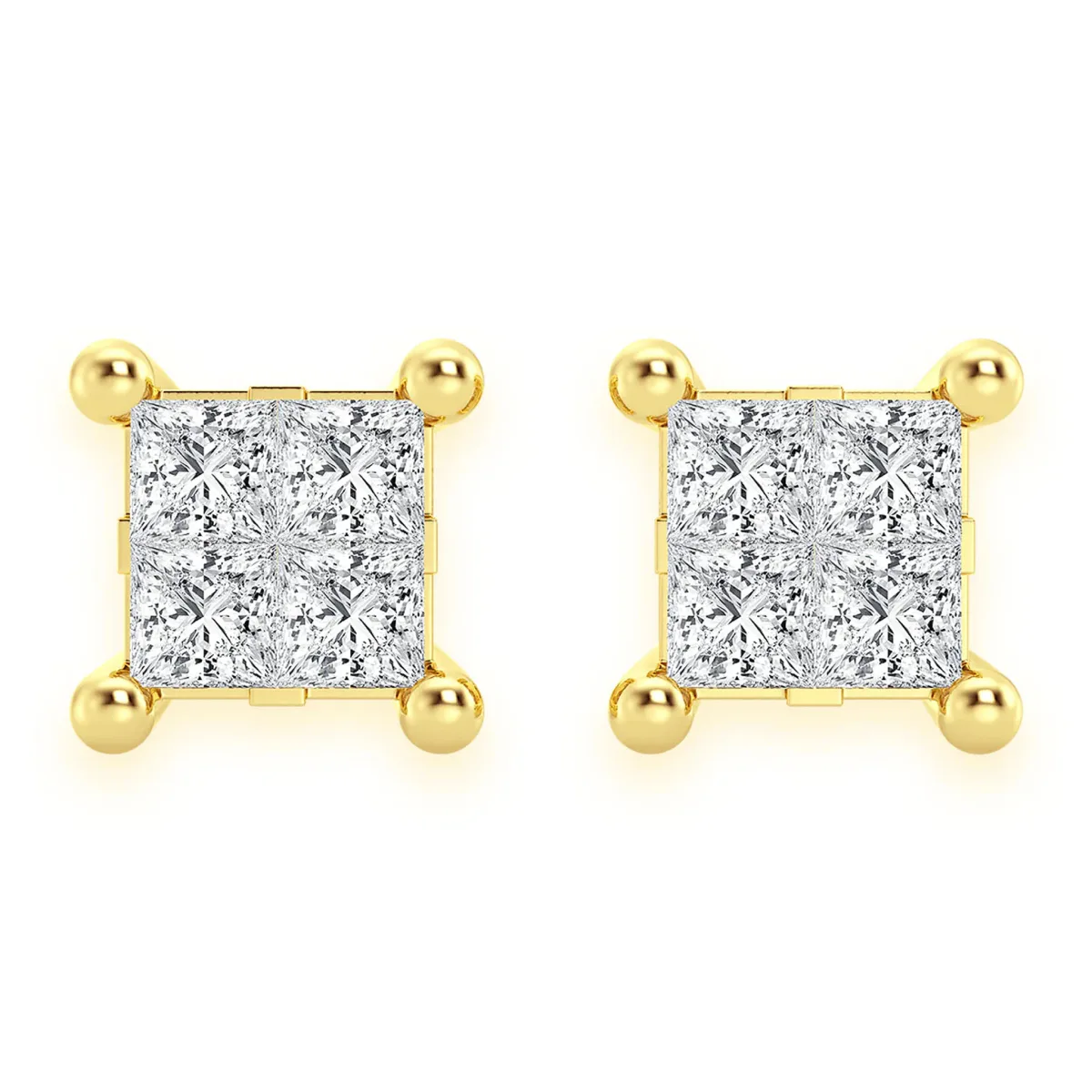 For Him Quad Diamond Studs in 0.75ctw / Yellow Gold / Natural Diamond – Earring