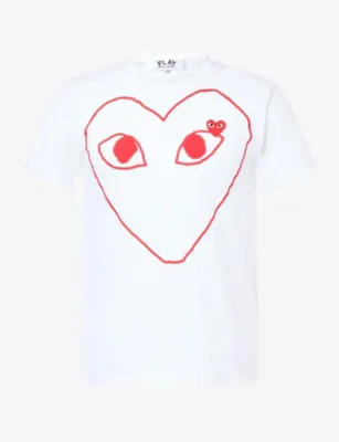 COMME DES GARCONS PLAY Hollow Heart-Logo Graphic Cotton T-Shirt