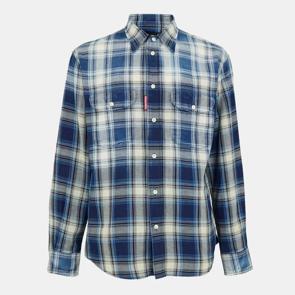 DSquared2 Men's DSQ Vintage Long Sleeve Patterned Relaxed Fit Shirt