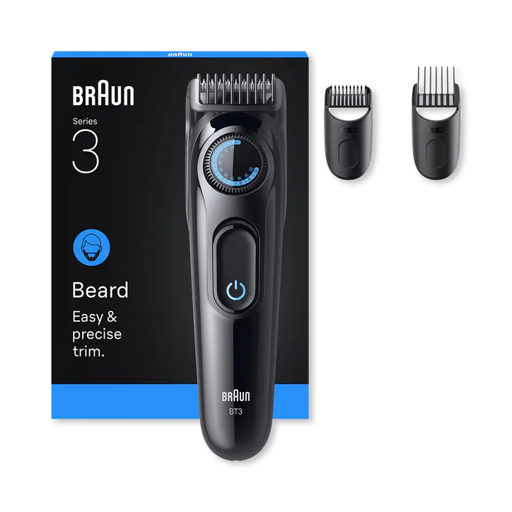 BRAUN Beard Trimmer Series 3, +3 Styling Tools, 40 Lengths, Sharp Blade, BT3520, Black detail 2