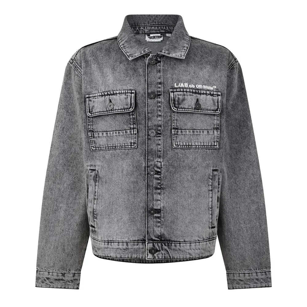 L AB Off White Men's Diag Denim Jacket