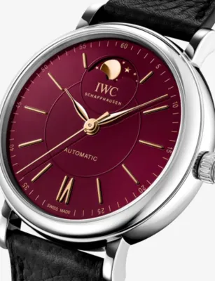 IWC Portofino Moon Phase Year of the Snake Stainless-Steel And Leather Automatic Watch 37mm detail 2