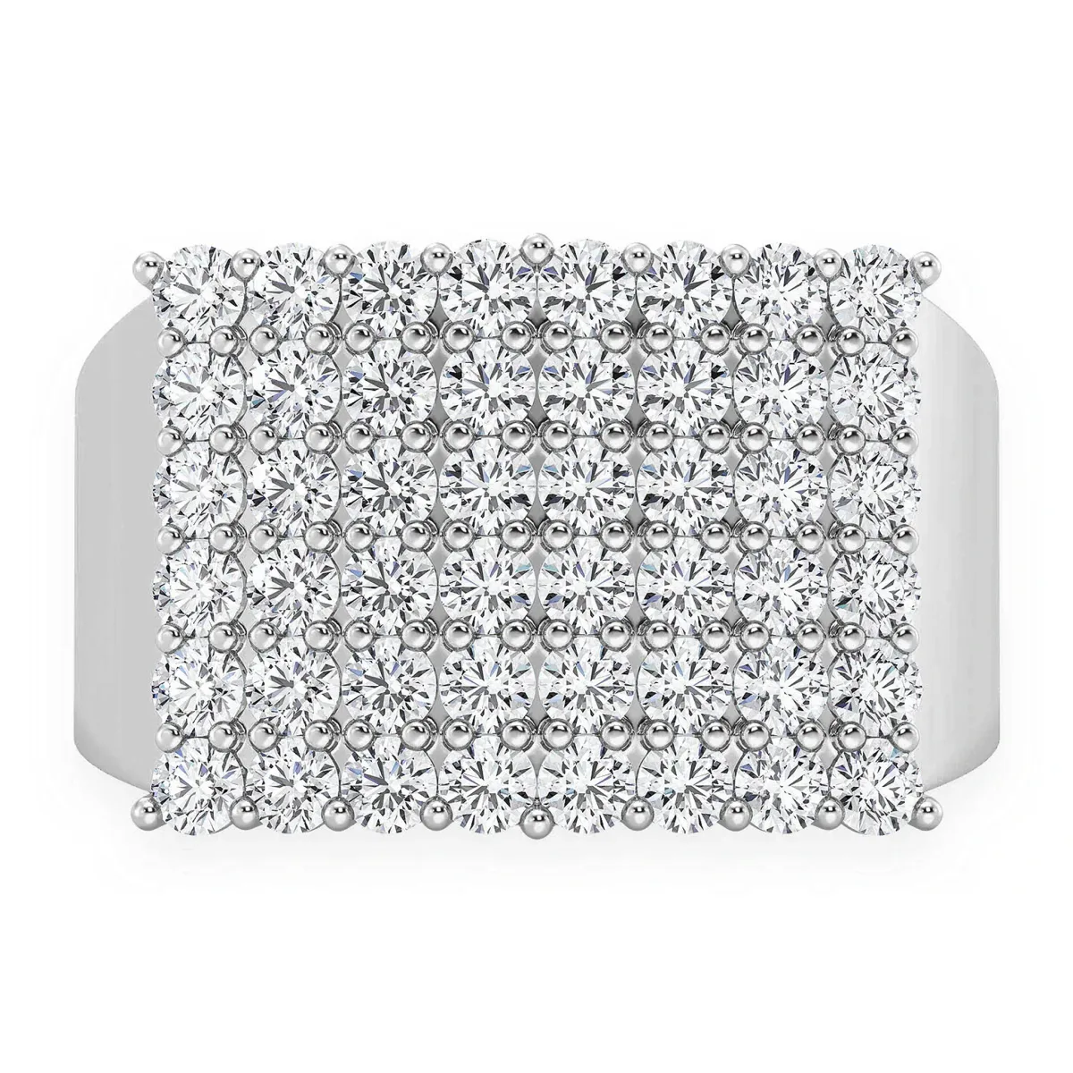 For Him Curved Rectangle Diamond Ring in White Gold / Natural Diamond – Ring