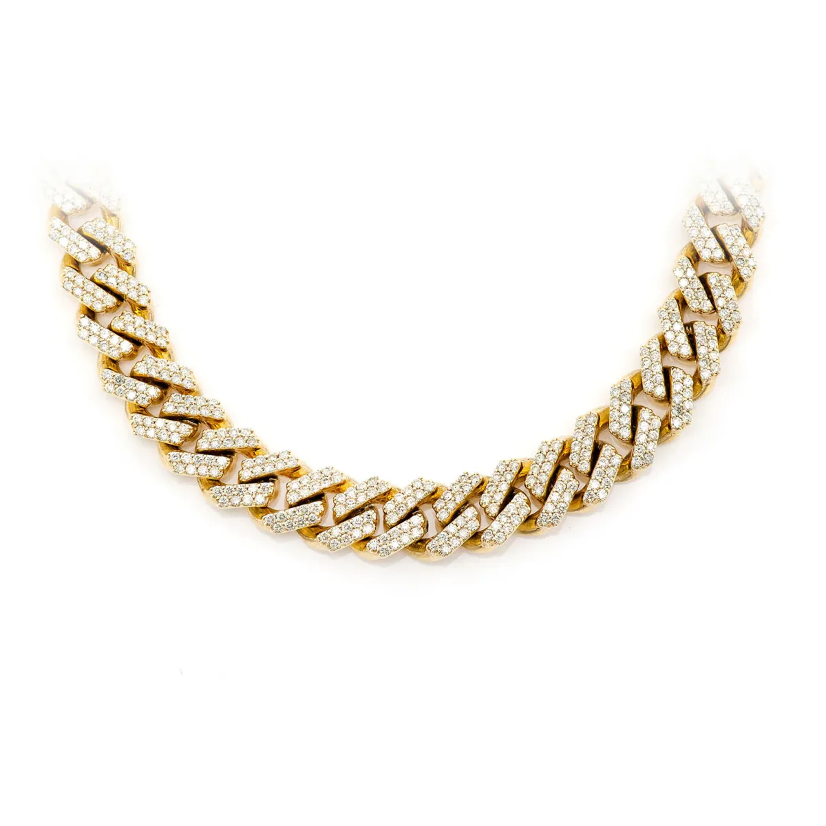 For Him Raised Cuban Diamond Necklace in 9mm / 13.00ctw / Yellow Gold / 22" – Necklace