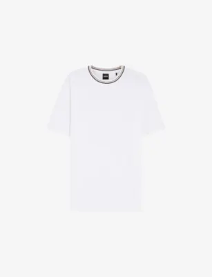 BOSS Contrast-Trim Short-Sleeved Cotton-Piqué T-Shirt