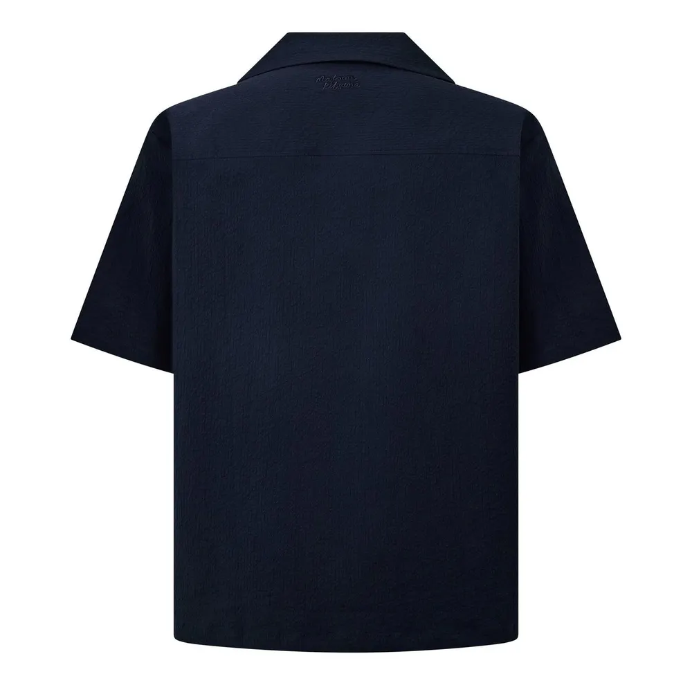 Maison Kitsune Men's Seersucker Resort Long Sleeve Patterned Shirt detail 2