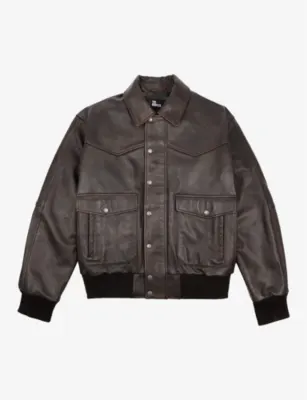 THE KOOPLES Flap-pocket oversized-fit leather jacket