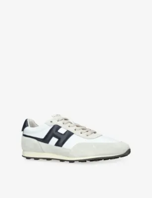 HOGAN Allacciato H699 Suede and Leather Trainers - EUR 41 / 7 UK MEN in WHITE/BLK, additional product view 3