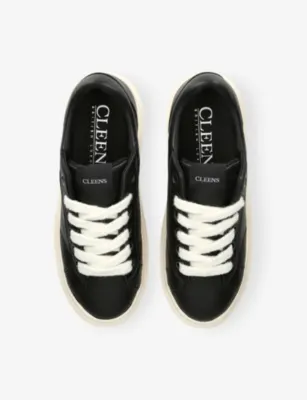 CLEENS Ace Leather Trainers - EUR 43 / 9 UK MEN in BLACK, additional product view 2