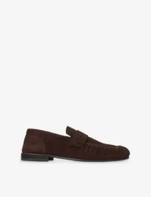 JIMMY CHOO Ellis Etched Velvet Suede Loafers - EUR 42.5 / 8.5 UK MEN in CHOCOLATE – Mens | Loafers