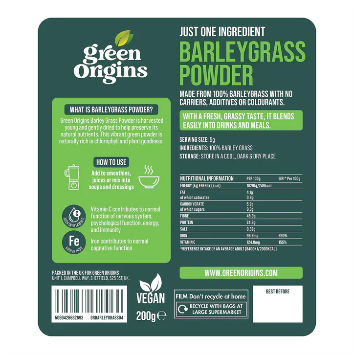 Green Origins Barley Grass Powder 200 g, additional product view 3