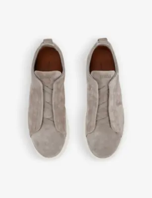 ZEGNA Triple Stitch contrast-sole suede low-top trainers - EUR 40 / 6 UK MEN detail 2