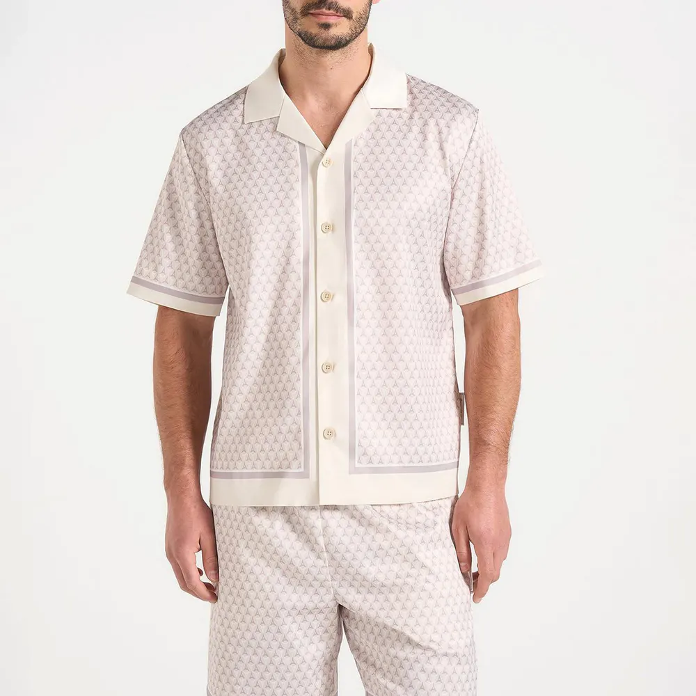 Maniere De Voir Mens Idriss Eiffel Monogram Resort Shirt