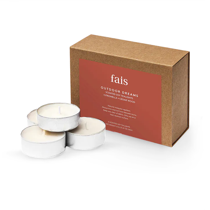 Fais Outdoor Dreams Tealights Set of 4 Citronella + Cedar Wood