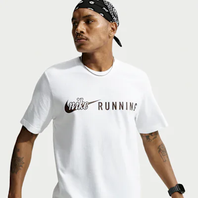 Nike Men's Dri-FIT Running T-Shirt - White/Mystic Dates
