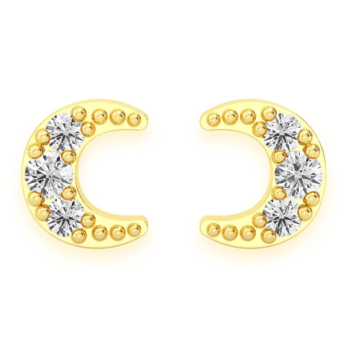 For Him Moon Diamond Stud Earrings in Yellow Gold / Natural Diamond – Earring