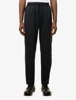UMIT BENAN Selly Drawstring Cotton-Silk Trousers in DARK GREY, additional product view 3