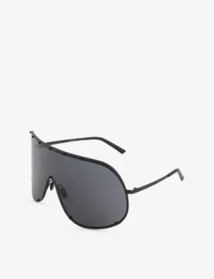 RICK OWENS Shield Surgical-Frame Stainless-Steel Sunglasses in BLACK, additional product view 3