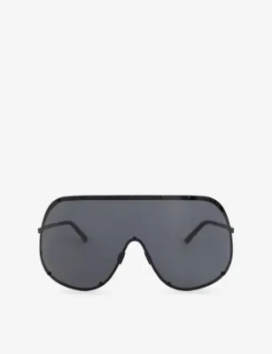 RICK OWENS Shield Surgical-Frame Stainless-Steel Sunglasses in BLACK – Mens | Sunglasses | Round