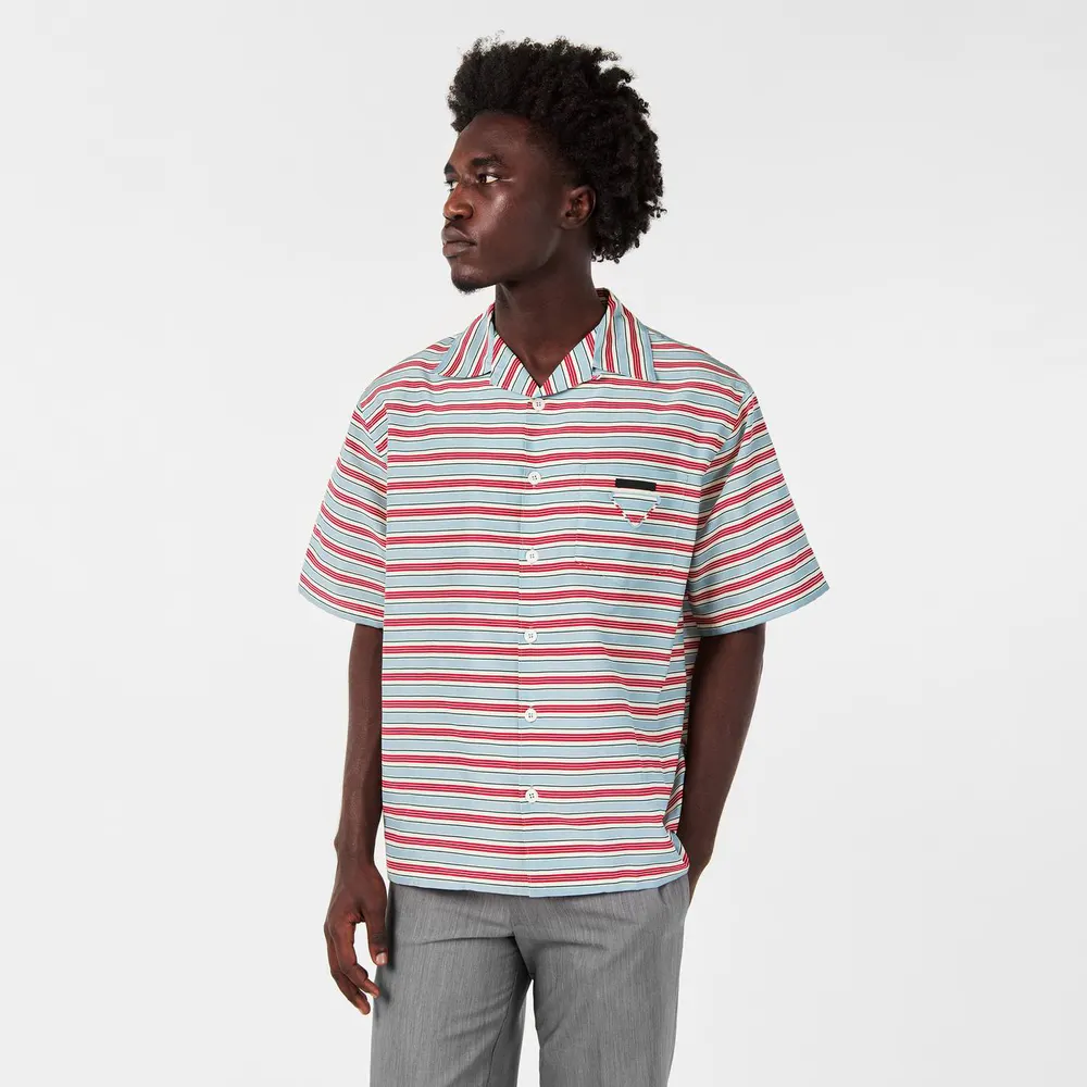 Prada Men's Short Sleeve Relaxed Fit Bowling Shirt detail 3