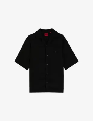 HUGO Logo-Embroidered Oversized-Fit Woven Shirt