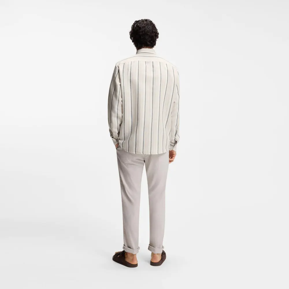 Boss Mens BOSS ORANGE Striped Shirt in Linen-Cotton Blend (Ricoplus) detail 3