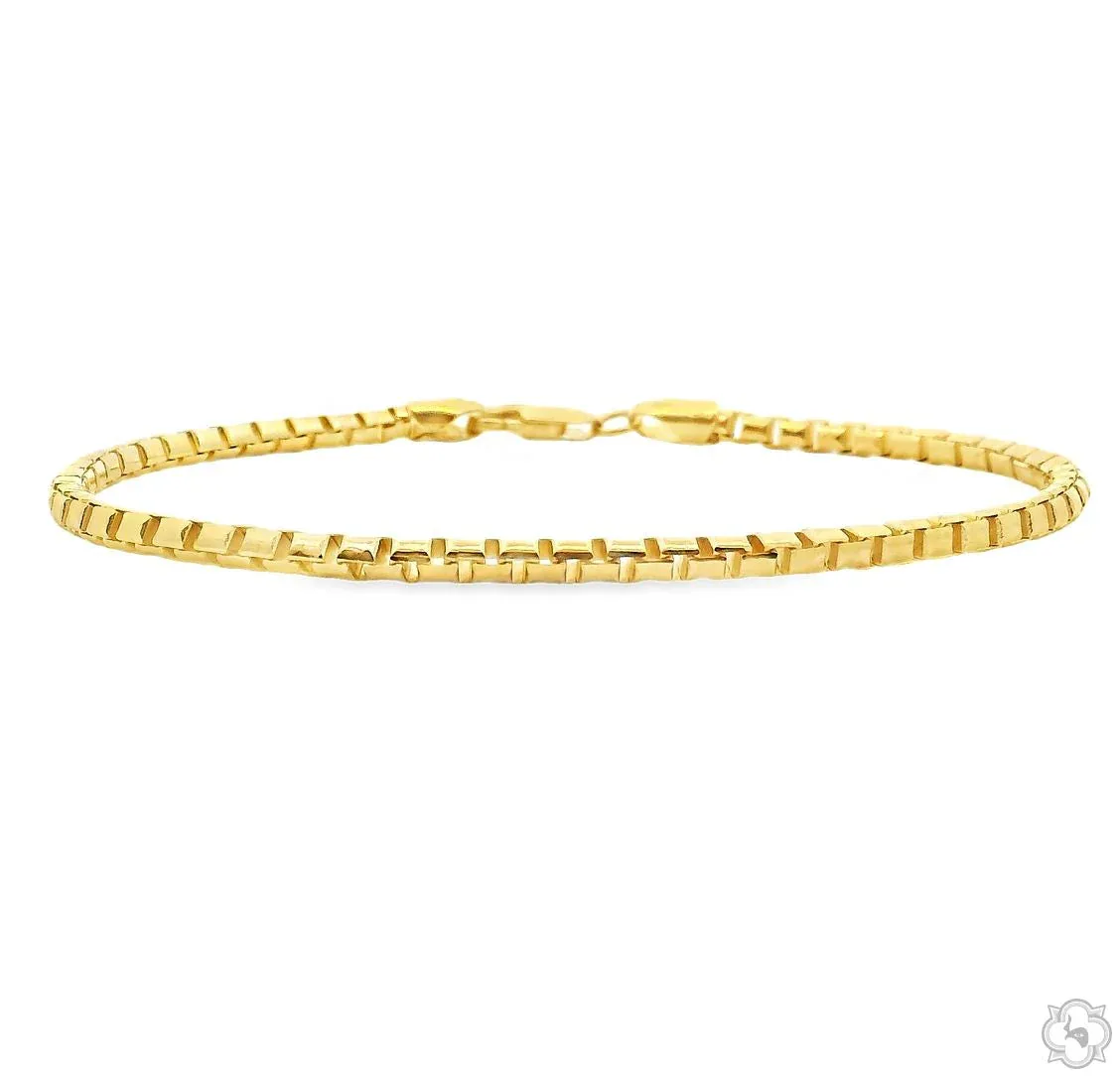 JALGAS - SKYLINE JEWELRY 14K Yellow Gold Diamond Cut Solid Round Box Bracelet 8 Inches 3mm 70644 in Yellow – Bracelet