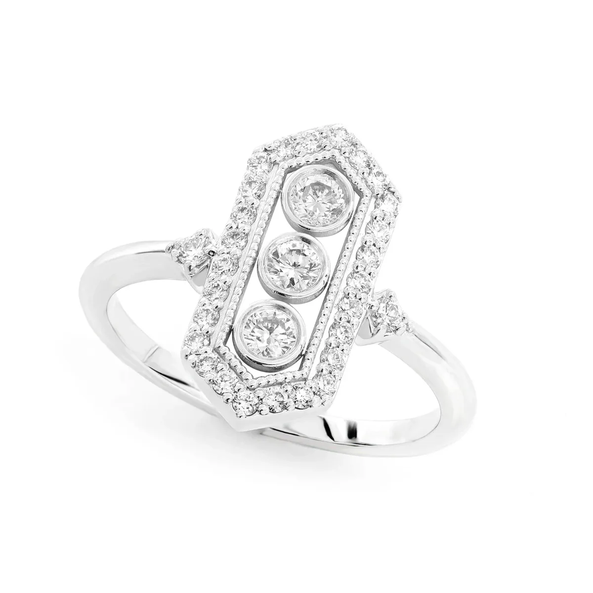 For Him Three Bezel Milgrain Diamond Ring